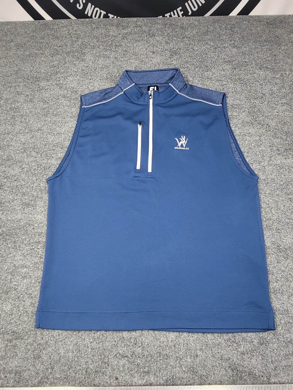 FootJoy 1/4 Zip Pullover Blue Sleeveless Golf Vest Windham Country Club Mens XL
